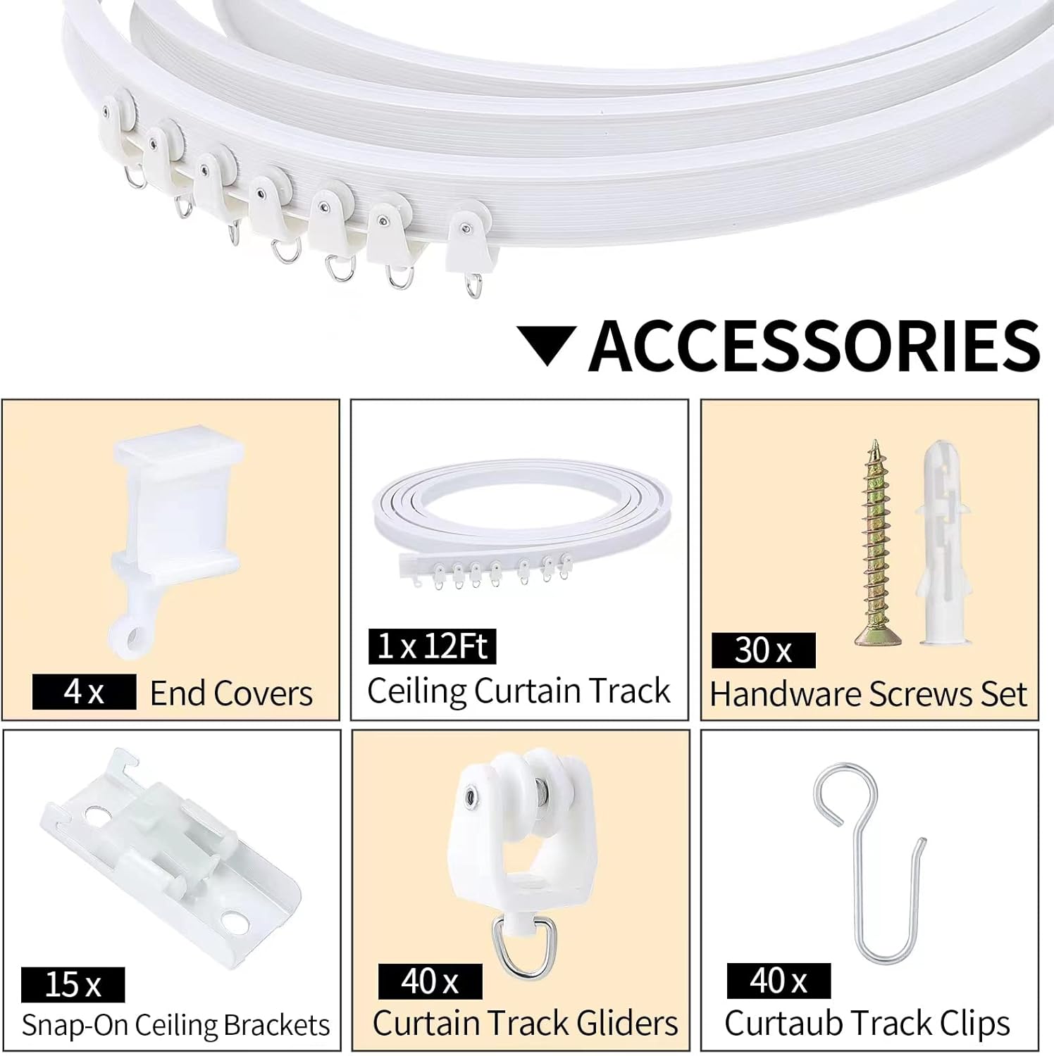 Skiennix Flexible Bendable Ceiling Curtain Track - 5m (16.4ft) Ceiling Mount for RV Curtains