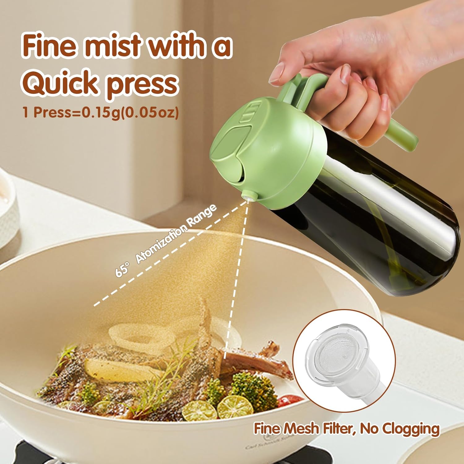 YARRAMATE 2PCS 16oz Oil Sprayer - Food-Grade Olive Oil Dispenser | Premium Dark Green Glass for Kitchen & BBQ