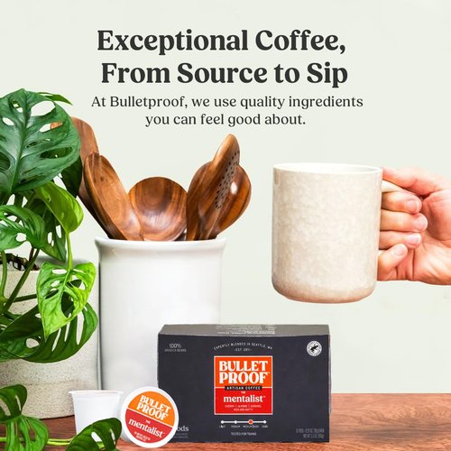 Bulletproof The Mentalist Medium-Dark Roast Single-Serve Pods, 10 Count, 100% Arabica Beans, Clean Coffee Tested for Toxins