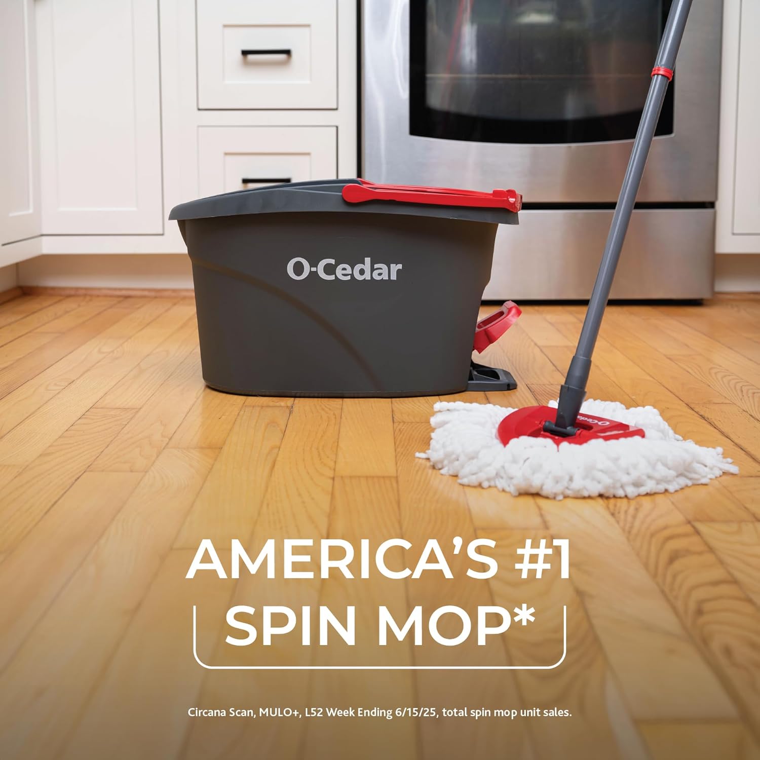 O-Cedar EasyWring Microfiber Spin Mop - Efficient Floor Cleaning System | Red & Gray Standard Size