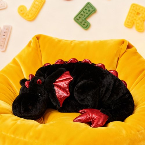 ARELUX Large 36in Cute Dragon Stuffed Animals Plush Toy Soft Black Pterosaur Plushie Giant Fuzzy Dinosaur Pillow Plushies with Wings Cuddly Gifts for Friends Family