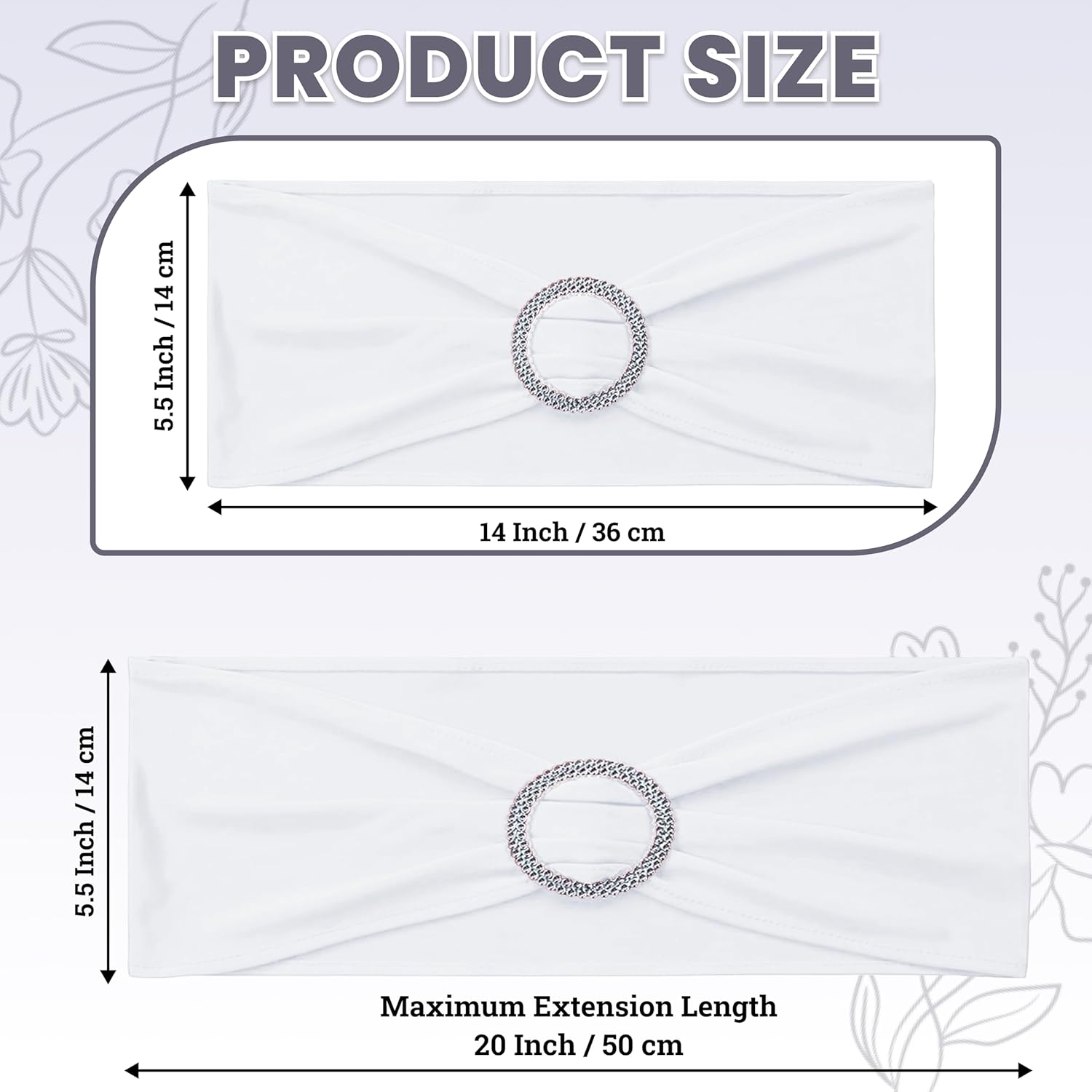 MDS Spandex Chair Sashes - Universal Fit Stretch Bands with Buckle Slider for Elegant Wedding Decor - White, Pack of 150