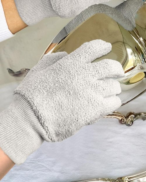 Evridwear Silver Polishing Gloves Polish Cleaning Glove Mitt for Sterling Silver Brass (S/M)