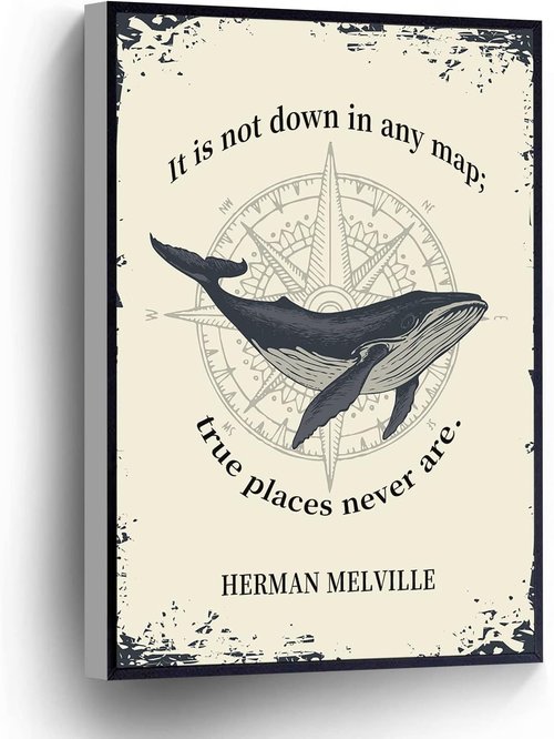 Herman Melville Canvas Print - Moby Dick Quote Wall Art | Framed 8" X 12" Home & Office Decor