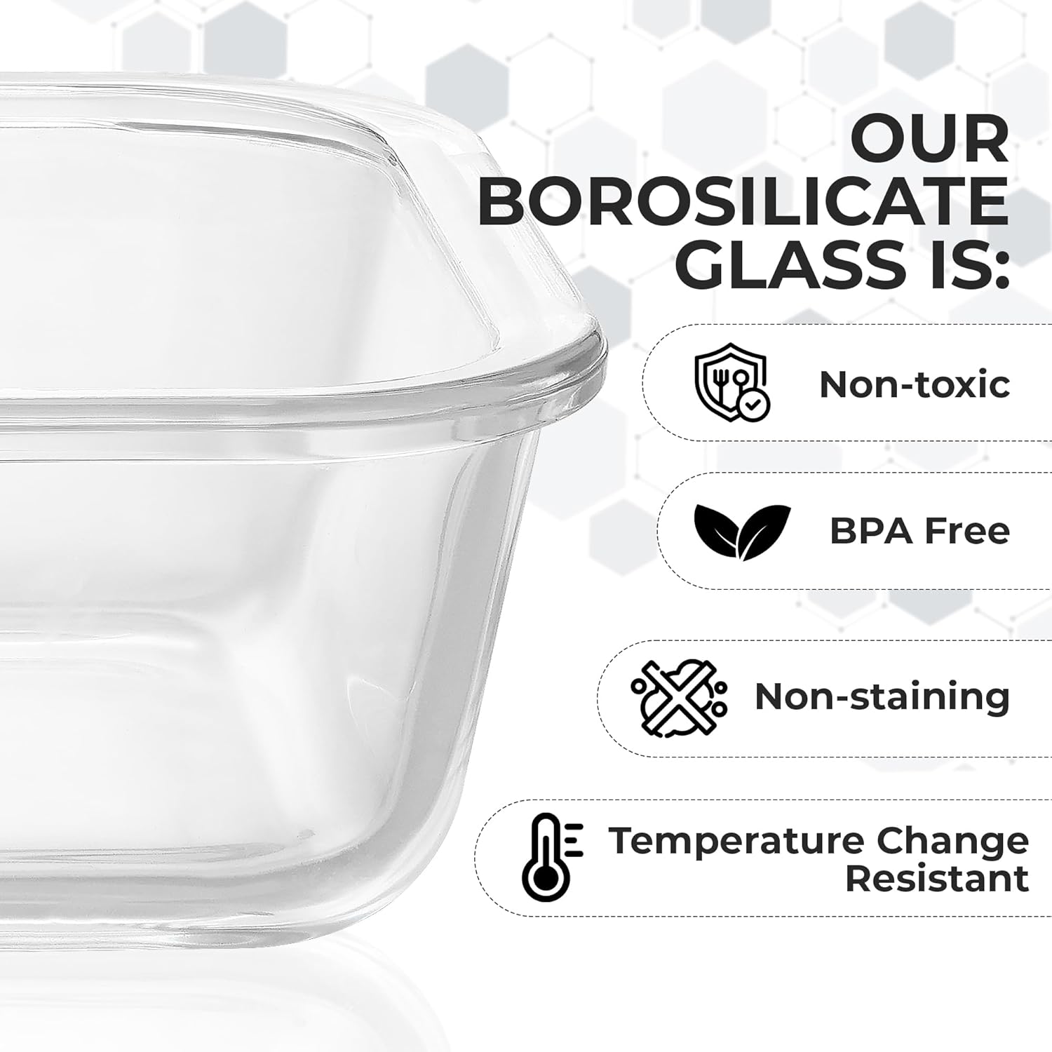 Zulay Kitchen 36oz Glass Tupperware Container Set - 5 Piece BPA-Free Borosilicate Storage | Leak-Proof & Oven Safe - Gray