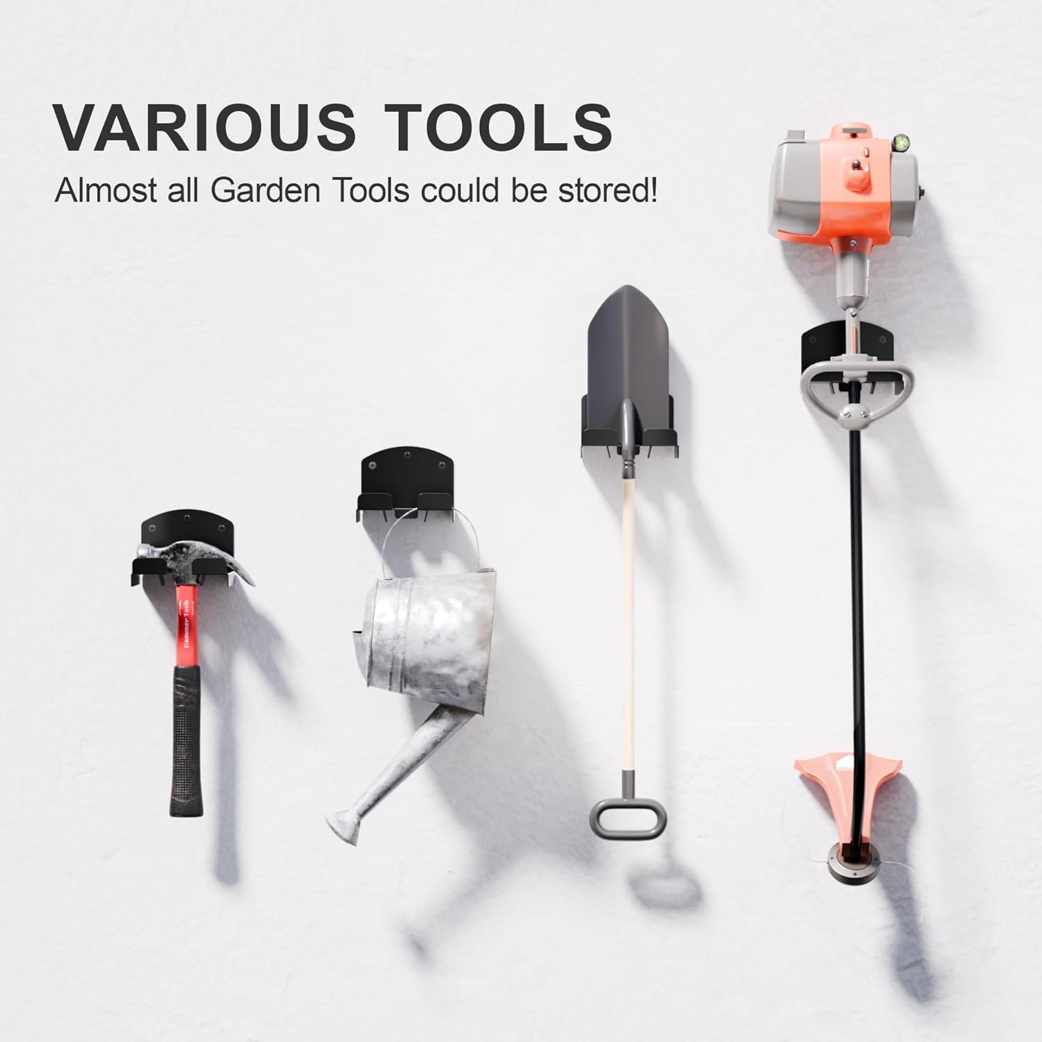 Niffgaff Weed Wacker Wall Rack - Heavy-Duty Garage Tool Organizer for Trimmer & Lawn Equipment | 2-Piece Set