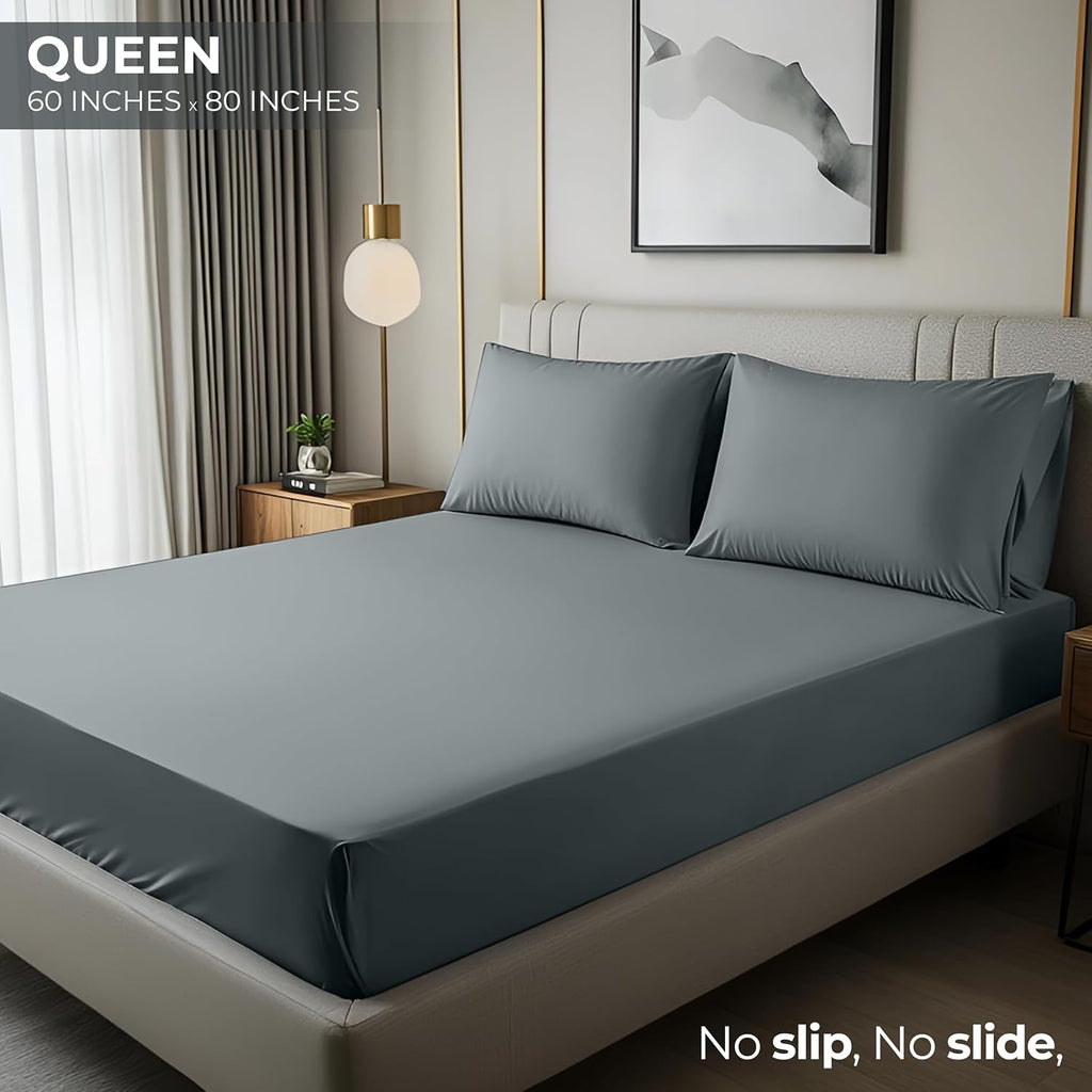 Utopia Bedding Queen Fitted Sheet - Soft Microfiber - Deep Pocket Design - Fade Resistant (Grey)