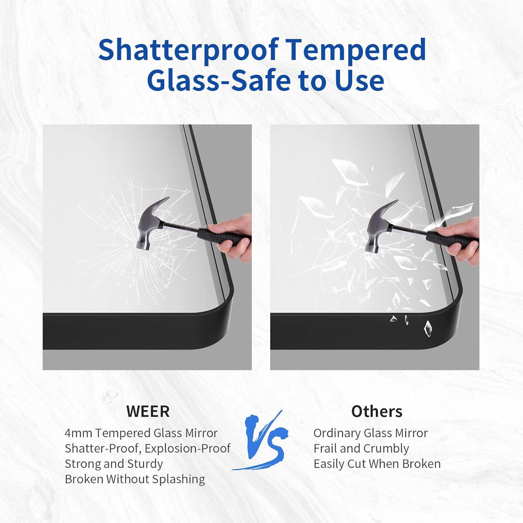 WEER Black Bathroom Mirror - 55x30 Inch Rounded Rectangle Matte Black Frame | Anti-Rust Tempered Glass, Versatile Hanging Options