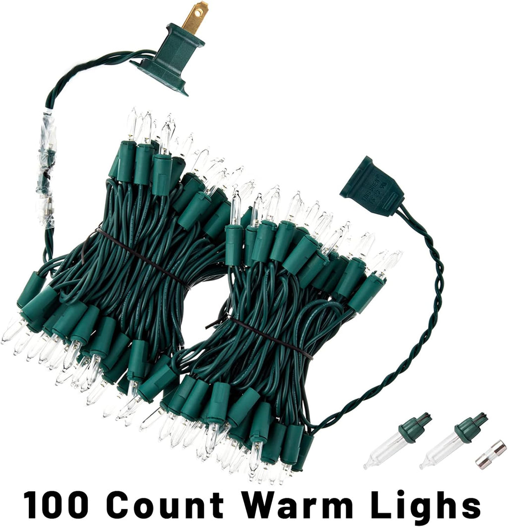Yiaht Christmas Lights - 20Ft 100 Count Mini Waterproof Incandescent Bulbs | Green Wire for Indoor/Outdoor Decor