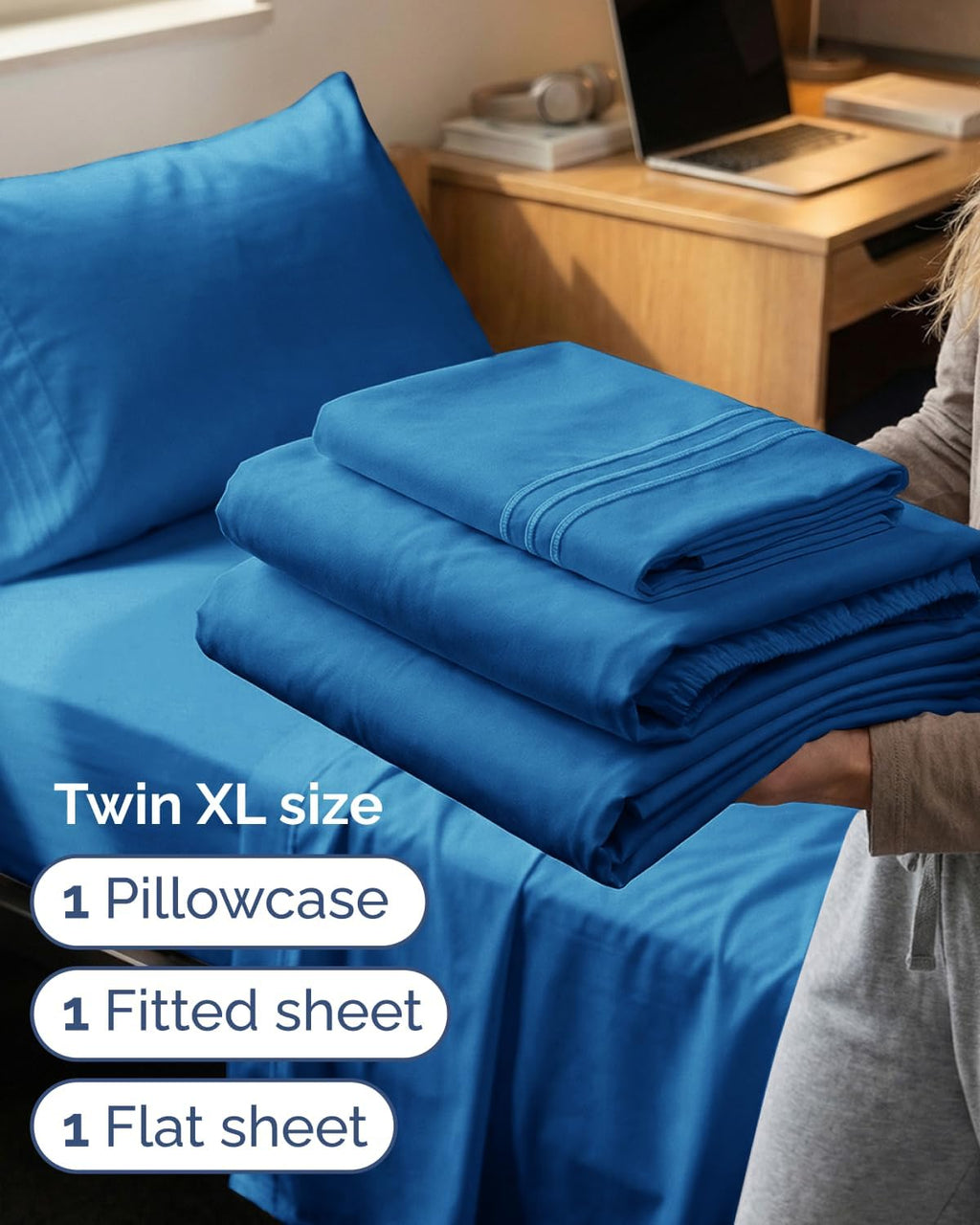 Royal Blue Twin XL 3-Piece Sheet Set | Comfy Cooling Bed Sheets - Luxury Hotel Quality - Deep Pockets, Soft & Wrinkle-Free