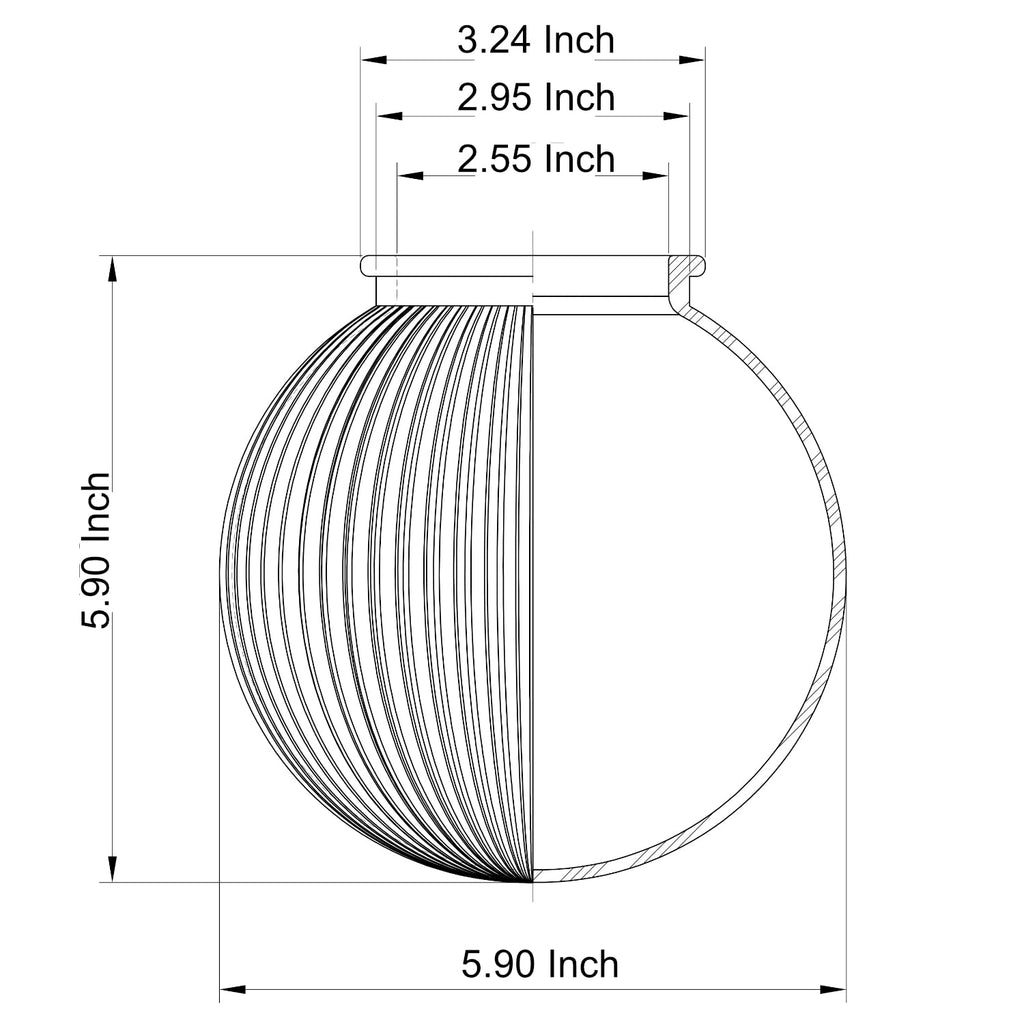 LIGHTACCENTS Clear Ribbed Ceiling Light Cover – 5.9” Flush Mount Globe for Fan or Fixture Replacement – Glass Shade for Kitchen, Bathroom, Hallway, or Bedroom Ceiling Lights