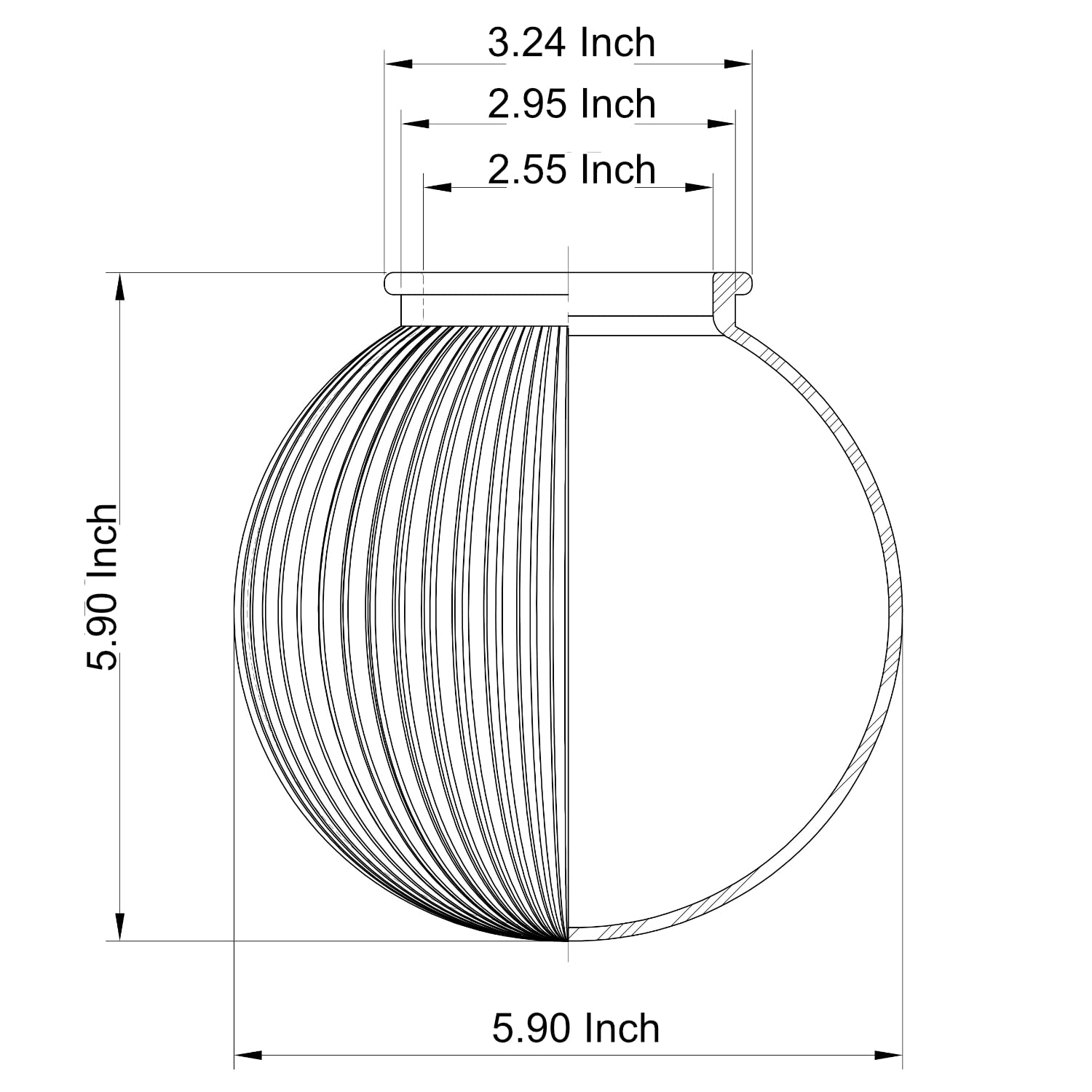 LIGHTACCENTS Clear Ribbed Ceiling Light Cover – 5.9” Flush Mount Globe for Fan or Fixture Replacement – Glass Shade for Kitchen, Bathroom, Hallway, or Bedroom Ceiling Lights