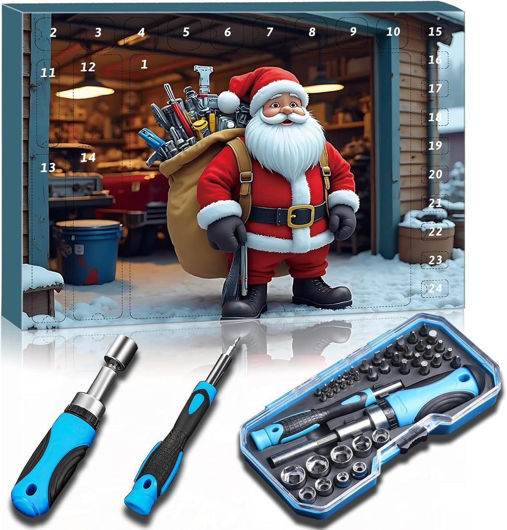 Tool Advent Calendar 2025 - 44-Piece Tool Set with Precision Bits & Screwdrivers | Ideal Christmas Gift for Men