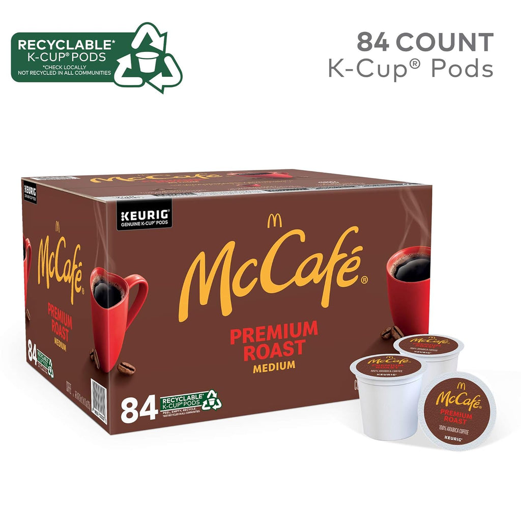 McCafe Premium Roast Coffee - Medium Roast Single Serve K-Cup Pods | 84 Count for Convenient Brewing