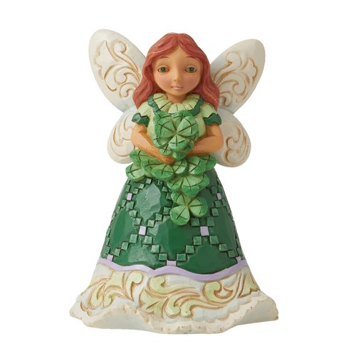 Enesco Jim Shore Heartwood Creek Irish Fairy Holding Shamrocks Figurine, 4.17 Inch, Multicolor, Green,Purple