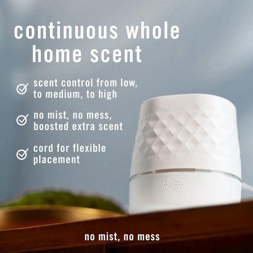 Febreze Plug Scent Booster Starter Kit - Continuous Air Freshener & Oil Diffuser | Includes 2 Gain Refills