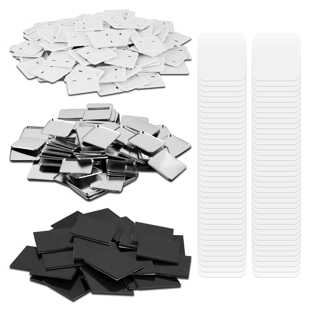 100 Sets 50mm Square Magnets Supplies 1.97 Fridge Magnet Maker Supplies DIY Fridge Magnets Making Set for Square Magnets Maker, Including Metal Cover, Mylar, Plastic Back Cover&Soft Magnet