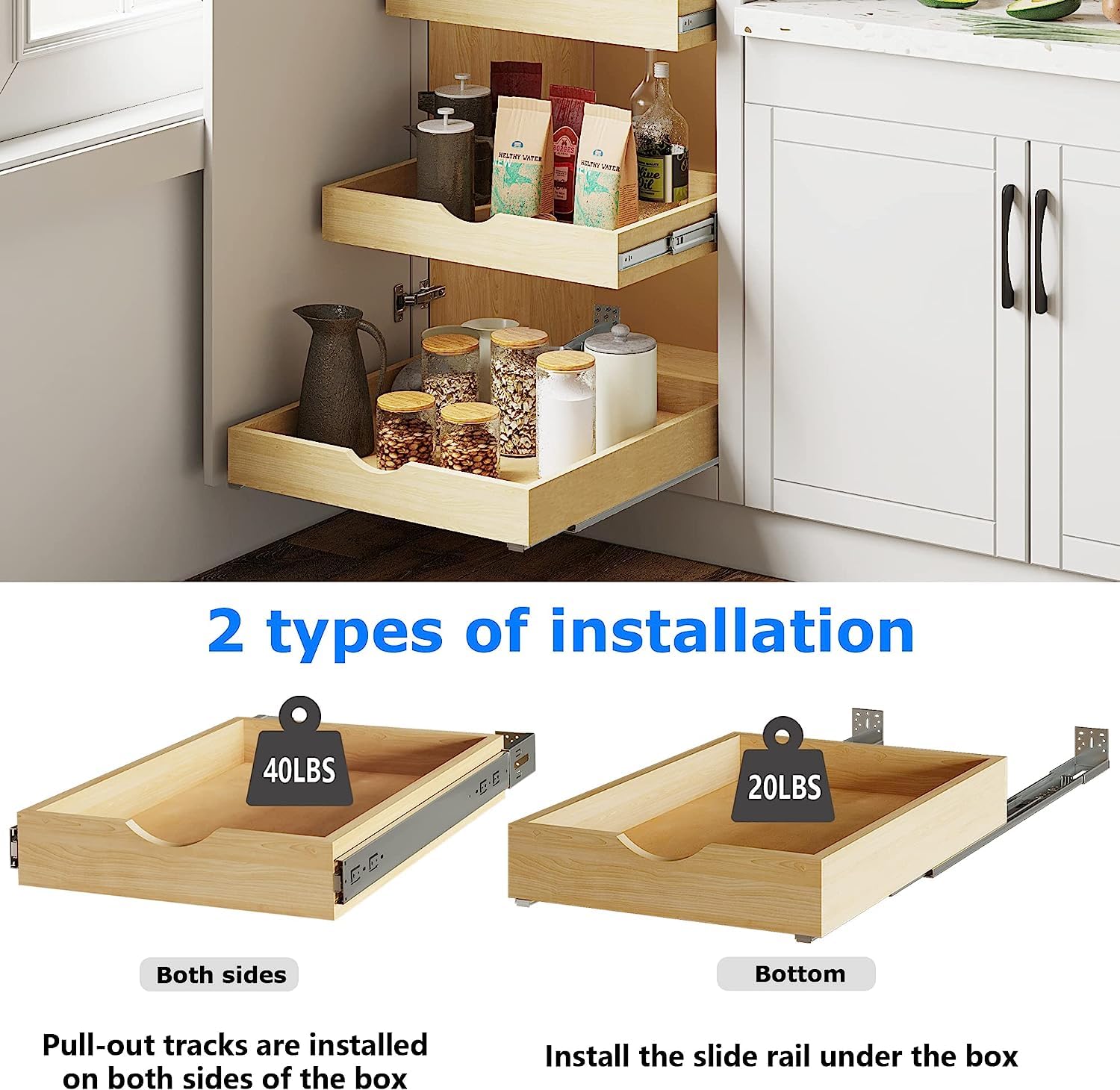 ALINE FURNITURE Pull Out Drawers for Cabinets Wood, 29" W X 21" D Slide Out Drawers for Kitchen Cabinets, Pull Out Shelves, Roll Out Drawer for Pantry Cabinet Organizer