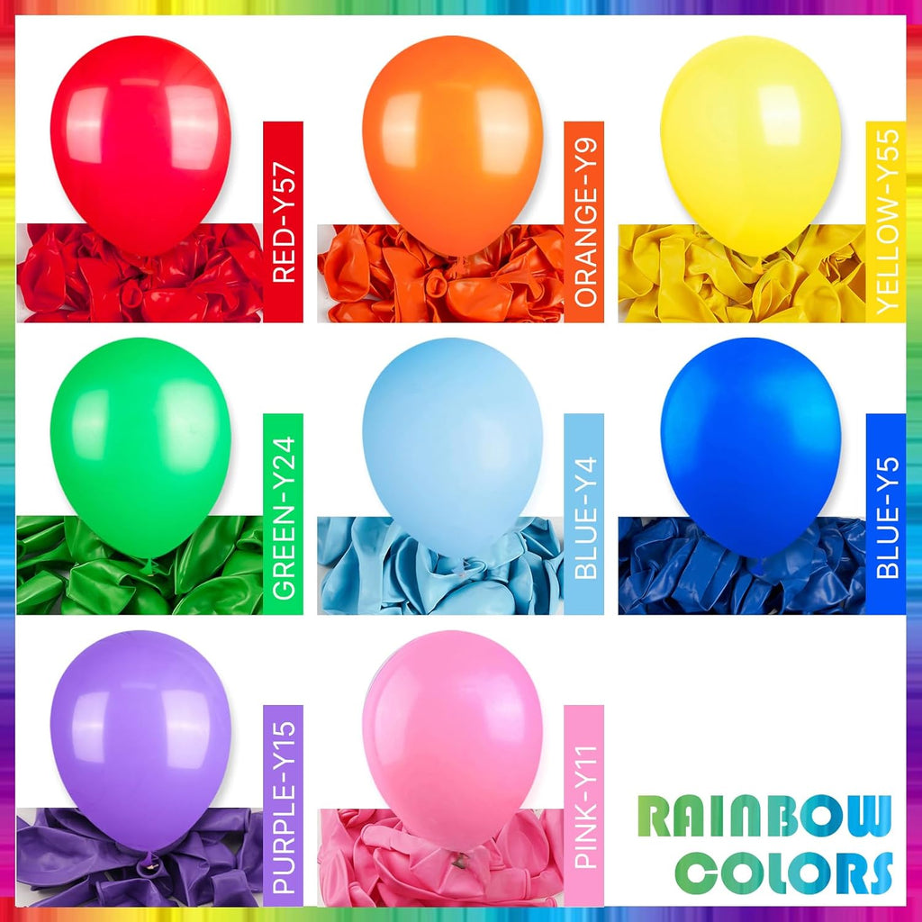 PartyWoo Rainbow Balloons - 50pcs Multicolor 5-Inch Balloons for Graduation & Birthday Celebrations
