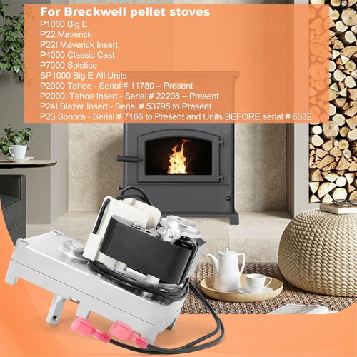 C-E-017 Auger Motor for Breckwell P23, P22, P24 P24I SP24I Blazer, P2000, P2000I, P2700, P4000, P23I, SP1000 Big E Pellet Stoves, 80642 Auger Feeder Gear Motor w/Hole Replacement Parts Clockwise,1 RPM