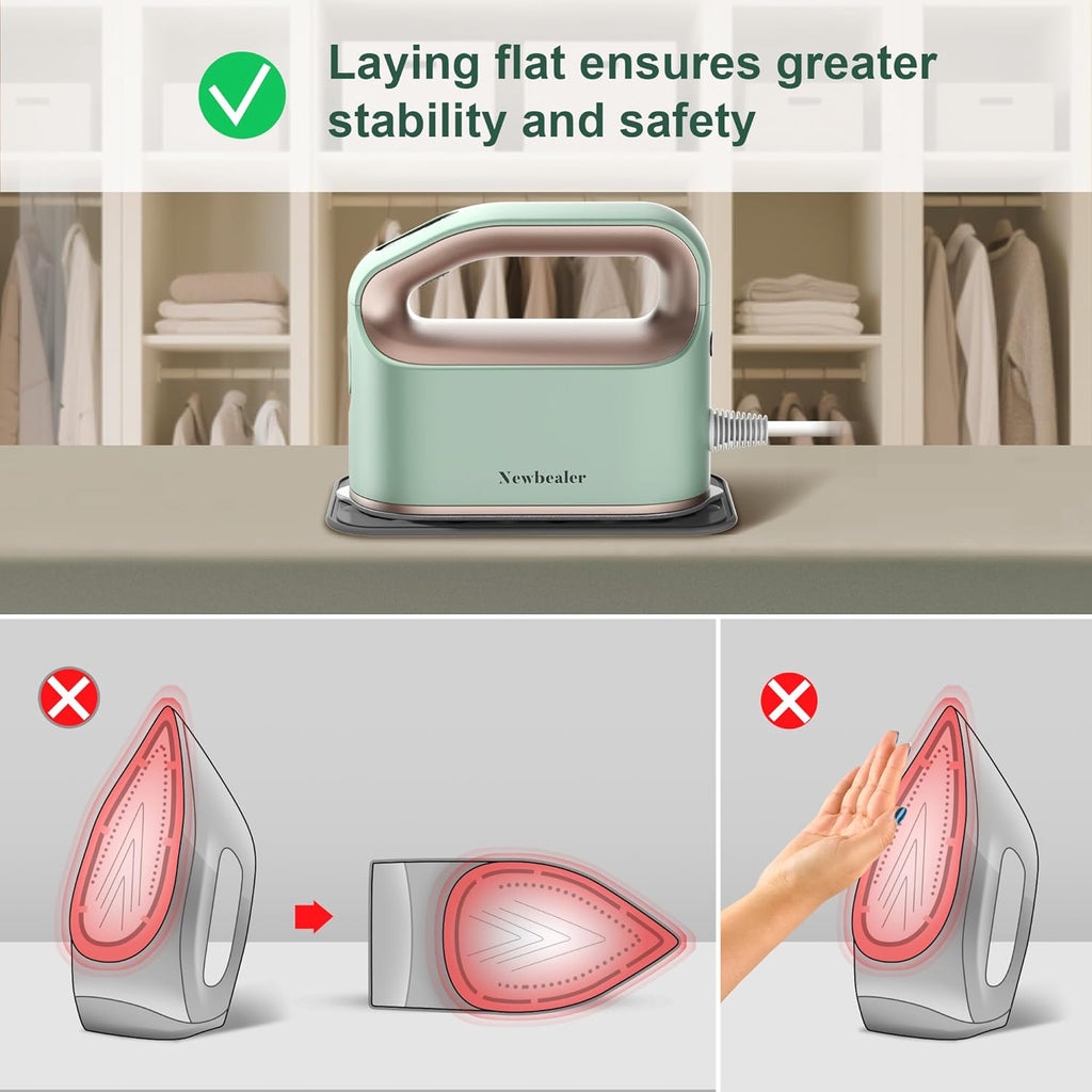 Newbealer Smart Steam Iron - 1200W Turbocharged with 3 Steam Modes, 45s Heat-Up, Nonstick Soleplate
