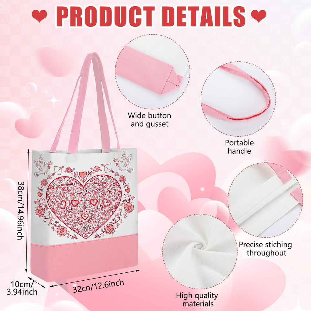Moukeren 24 Pcs Canvas Tote Bag Bulk with Makeup Bag 13 x 15 Inches Medium 10 oz Lightweight Reusable Grocery Shopping Tote for DIY Sublimation Blank Galentine Valentine's Day Craft Gift Market(Patch)