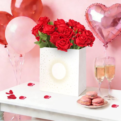 NEYSXYU 12PCS Realistic Full-Bloom Red Silk Roses – Long Stem Artificial Rose Bouquet for Romantic Home Decor, Wedding Centerpieces