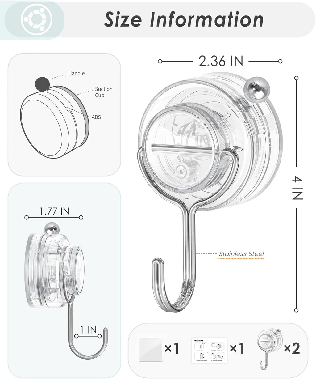 Upgrade Suction Cup Hooks by [Brand Name] - Heavy Duty Clear Towel Hooks for Bathroom | 4 Pack for Tile & Glass