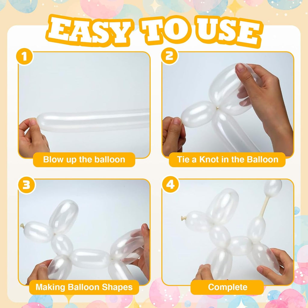Skiennix 100 Pcs Clear 260 Balloons - Perfect for Christmas, Birthday & Wedding Decorations