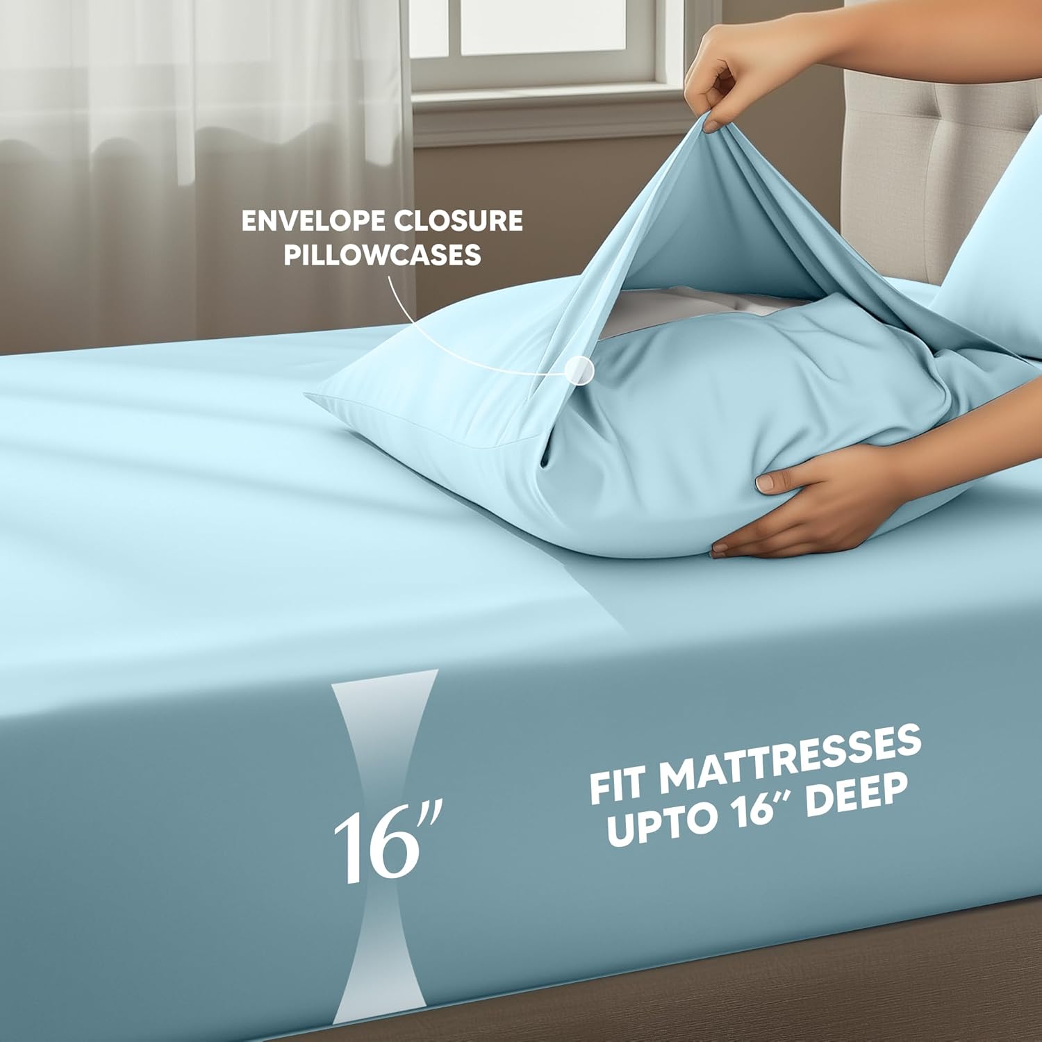 Utopia Bedding King Size Sheet Set - Soft, Breathable Microfiber | 4-Piece in Ice Blue, Oeko Tex Certified