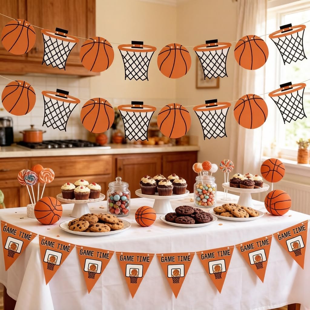 Yancan Basketball Banner Party Decorations, Basketball Theme Garland for Boy Birthday College High School Graduation Decor