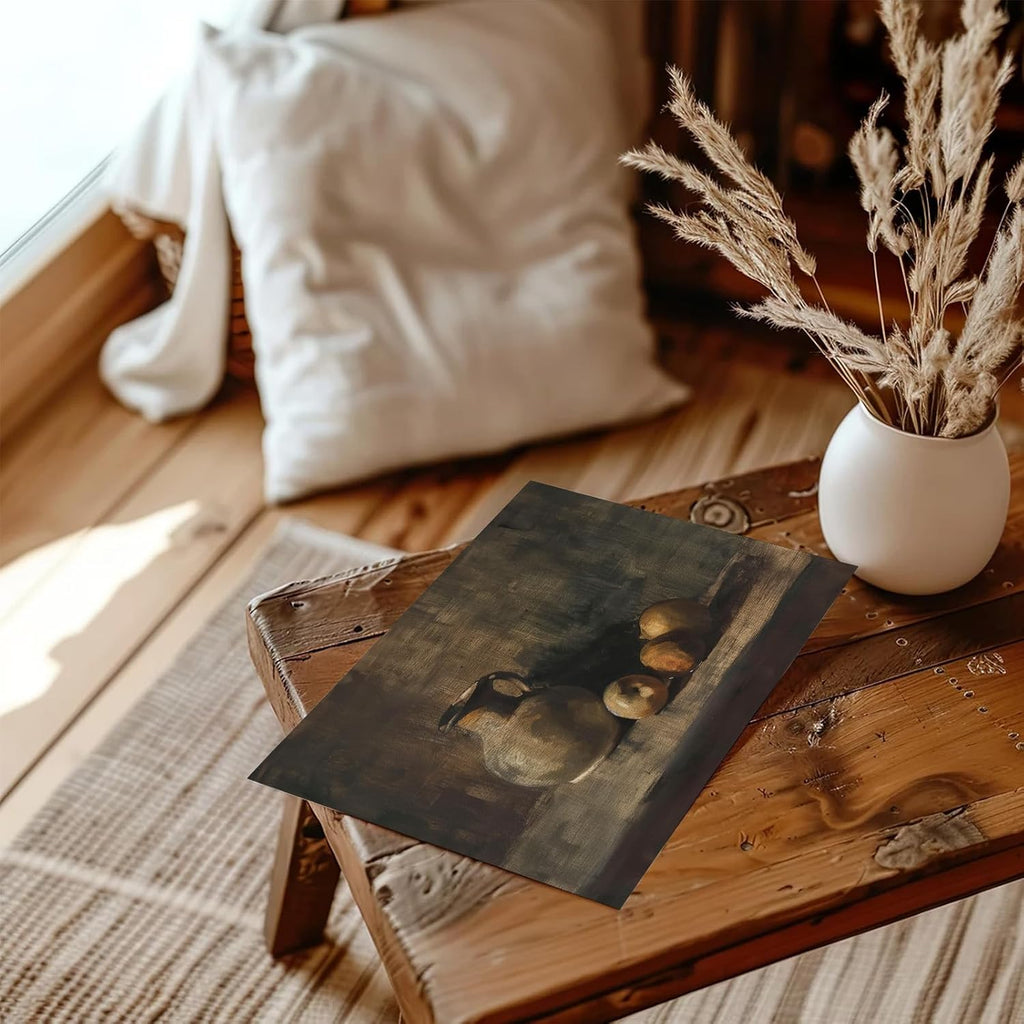 XOCUUI Rustic Vintage Still Life Picture - Moody Peach Fruit Oil Painting Art for Living Room | 8 x 10 No Frame