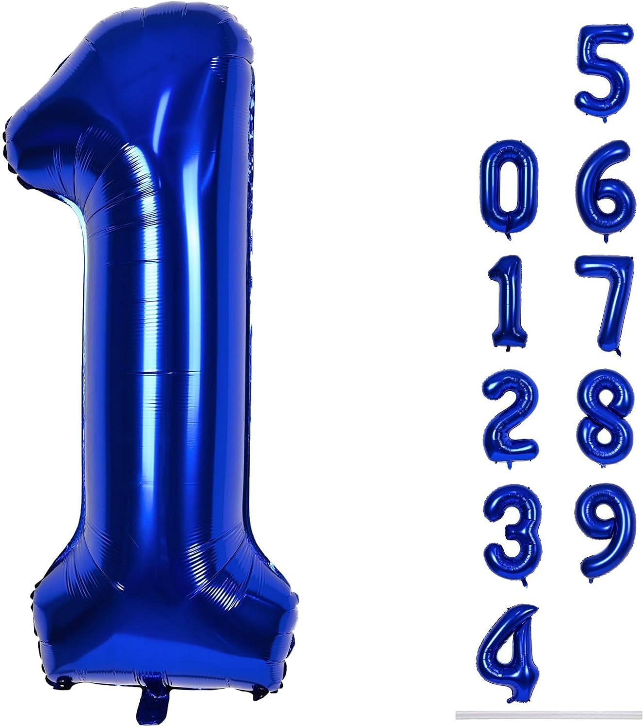Skiennix Navy Blue Number 1 Balloons - 40" Large Dark Blue Foil Helium Balloons for 1st & 10th Birthday Celebrations