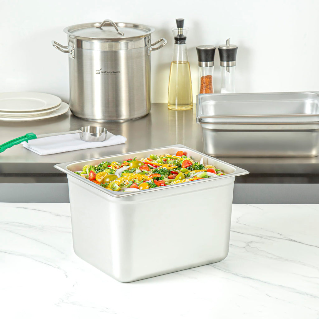 Restaurantware-Kitchen Tek 1/2 Half Size Steam Table Pan, 1 Anti-Jam Steam Pan - Lid Sold Separately, 8â€ Deep, 24 Gauge Stainless Steel, Freezable, For Catering Event And Party