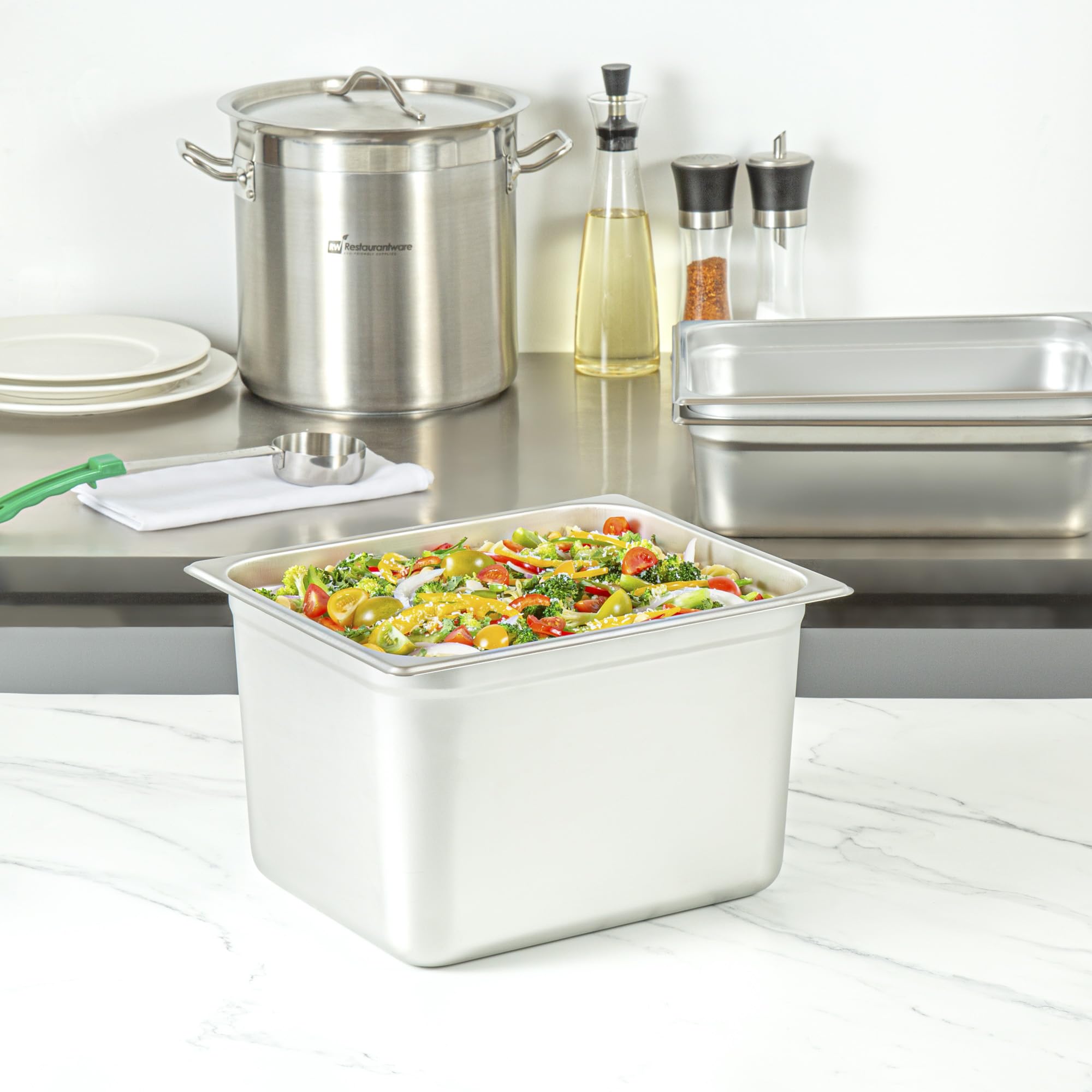 Restaurantware-Kitchen Tek 1/2 Half Size Steam Table Pan, 1 Anti-Jam Steam Pan - Lid Sold Separately, 8â€ Deep, 24 Gauge Stainless Steel, Freezable, For Catering Event And Party
