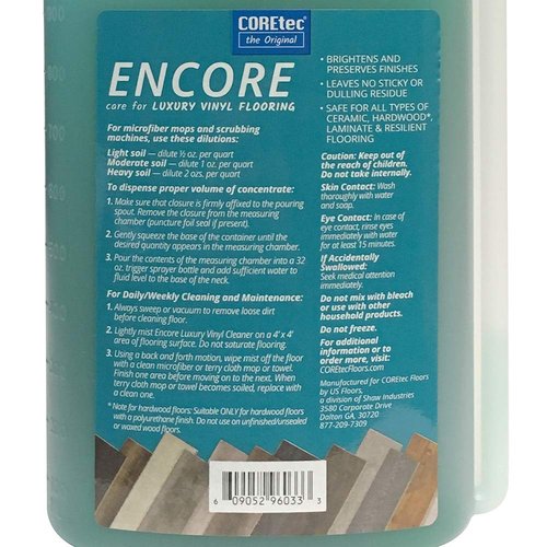 COREtec ENCORE 03Z78 Floor Cleaner Care for Luxury Vinyl Flooring Concentrate 32 oz (Refills 16x)