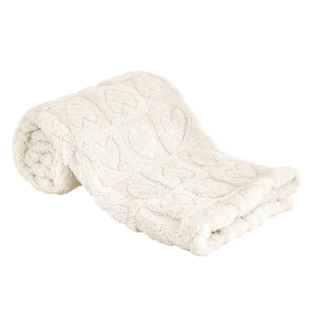 Yurhap Fleece Baby Blanket - Ultra Soft Heart Checkered Design | Cozy 30”x40” Crib & Stroller Blanket (Cream)