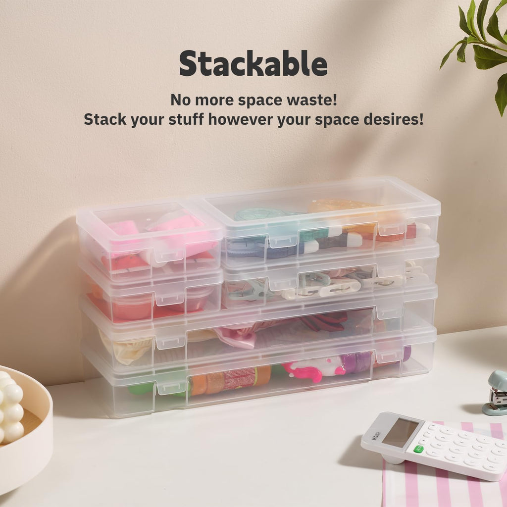 Novelinks Clear Plastic Storage Containers - Stackable Organizers with Lids for Crafts | 12 Pack Small