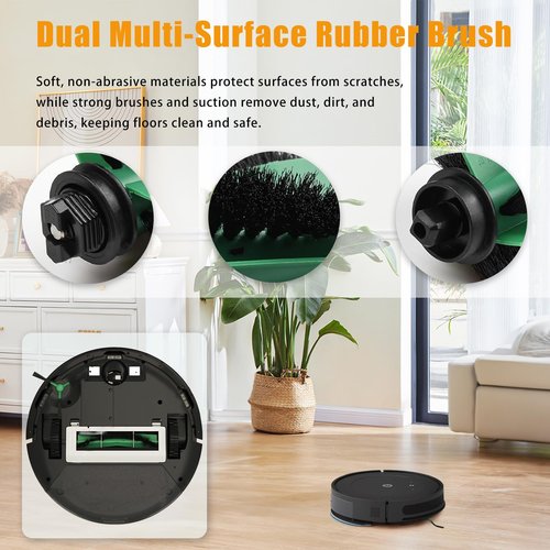 15 Pack Replacement Parts Kit for iRobot Roomba Essential Series Q011, Y0140, Q0120, Y0110, Q0520, 104, 105 Vac/Combo Robot Vacuum, 2 Roller Brushes, 6 Side Brushes, 6 HEPA Filters, 1 Cleaning Tool