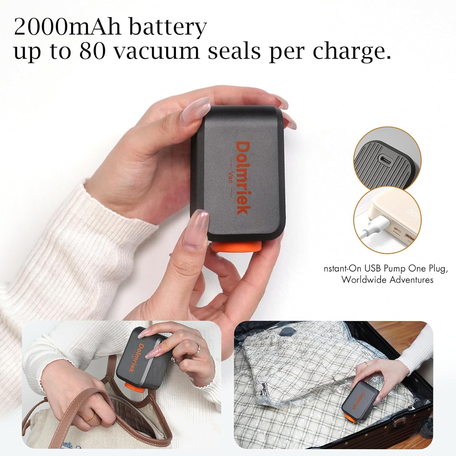 Skiennix Travel Vacuum Storage Bags - 15 Pack Compression Seal Bags with USB Electric Pump for Luggage