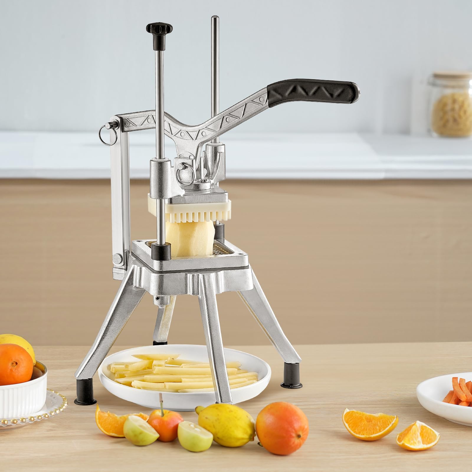 VEVOR Commercial Vegetable Fruit Chopper 3/8″ Blade Professional Food Dicer Kattex French Fry Cutter Onion Slicer Stainless Steel for Tomato Peppers Potato Mushroom Upgrade Style 3/8"