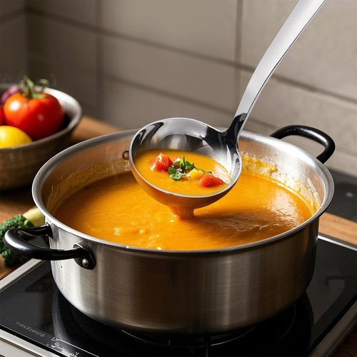 HIFIND Large Ladle Spoon 10.6 Inches Stainless Steel, Heavy Duty Mirror Polished Cooking Utensil, Dishwasher Safe, Kitchen Serving Tool, Rust-Resistant Metal Unique Soup Spoon