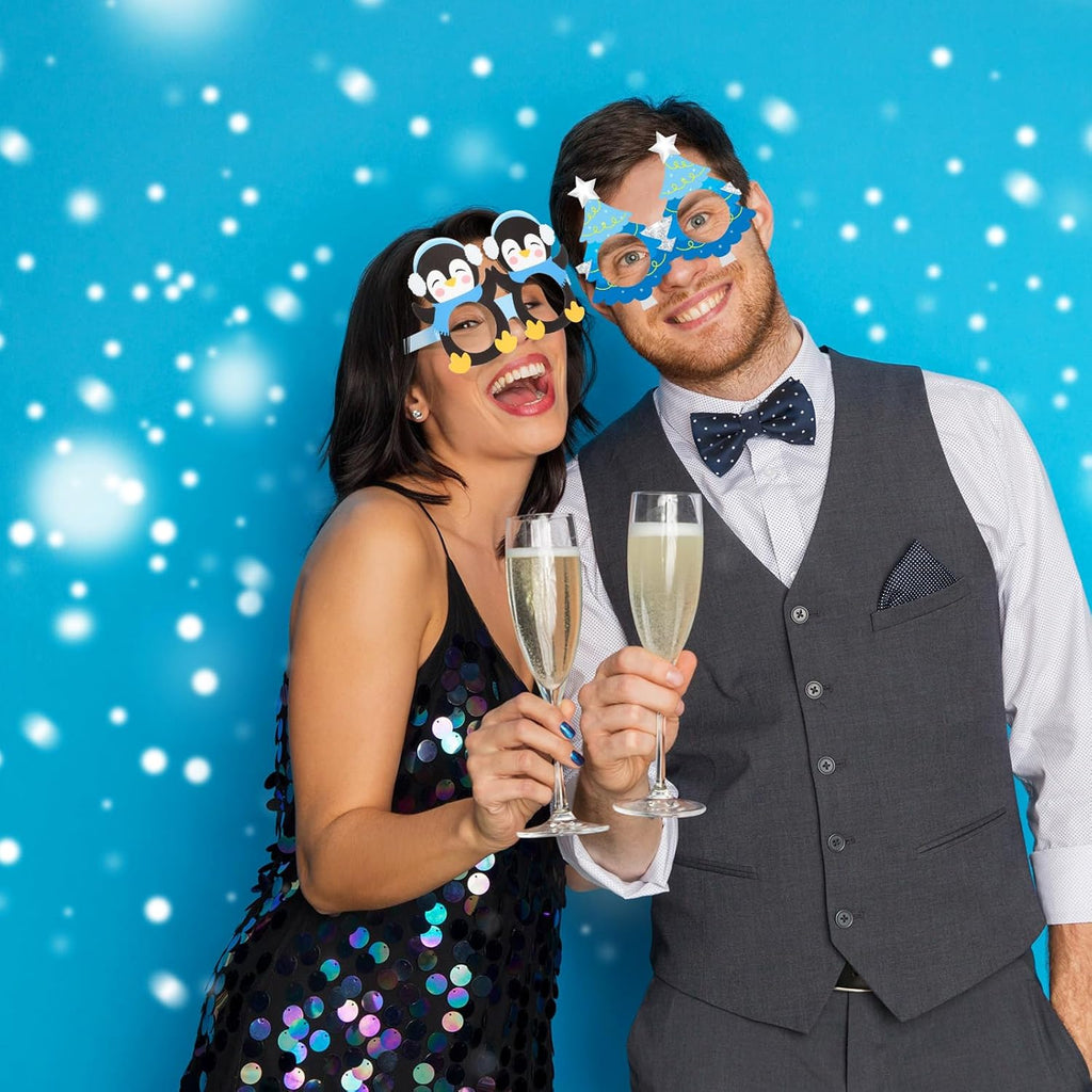 Skiennix Snowflake Paper Eyeglasses - 36 Pcs Winter Wonderland Party Decorations | Perfect for Christmas & Baby Showers