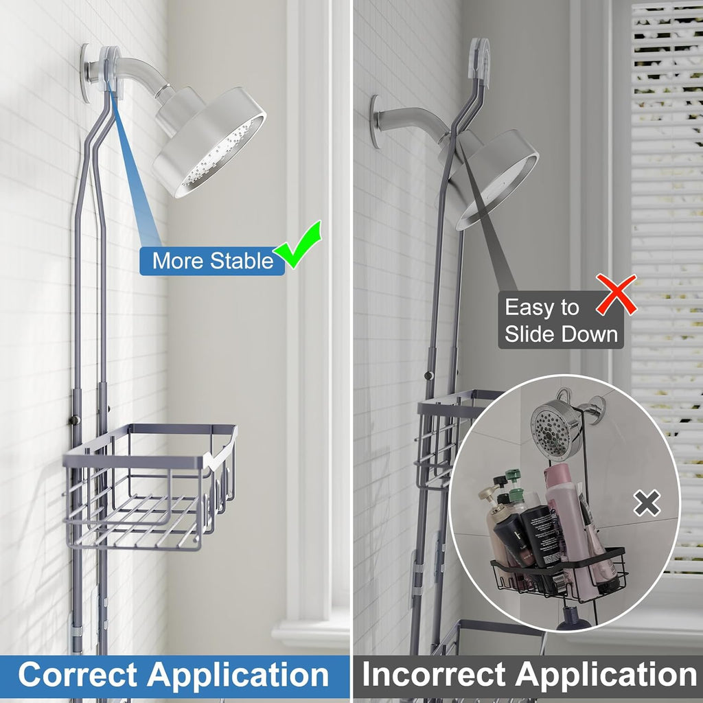 Regine Switzerland Shower Caddy - Rustproof Over Showerhead Organizer with Hooks | Large Size for Shampoo & Soap