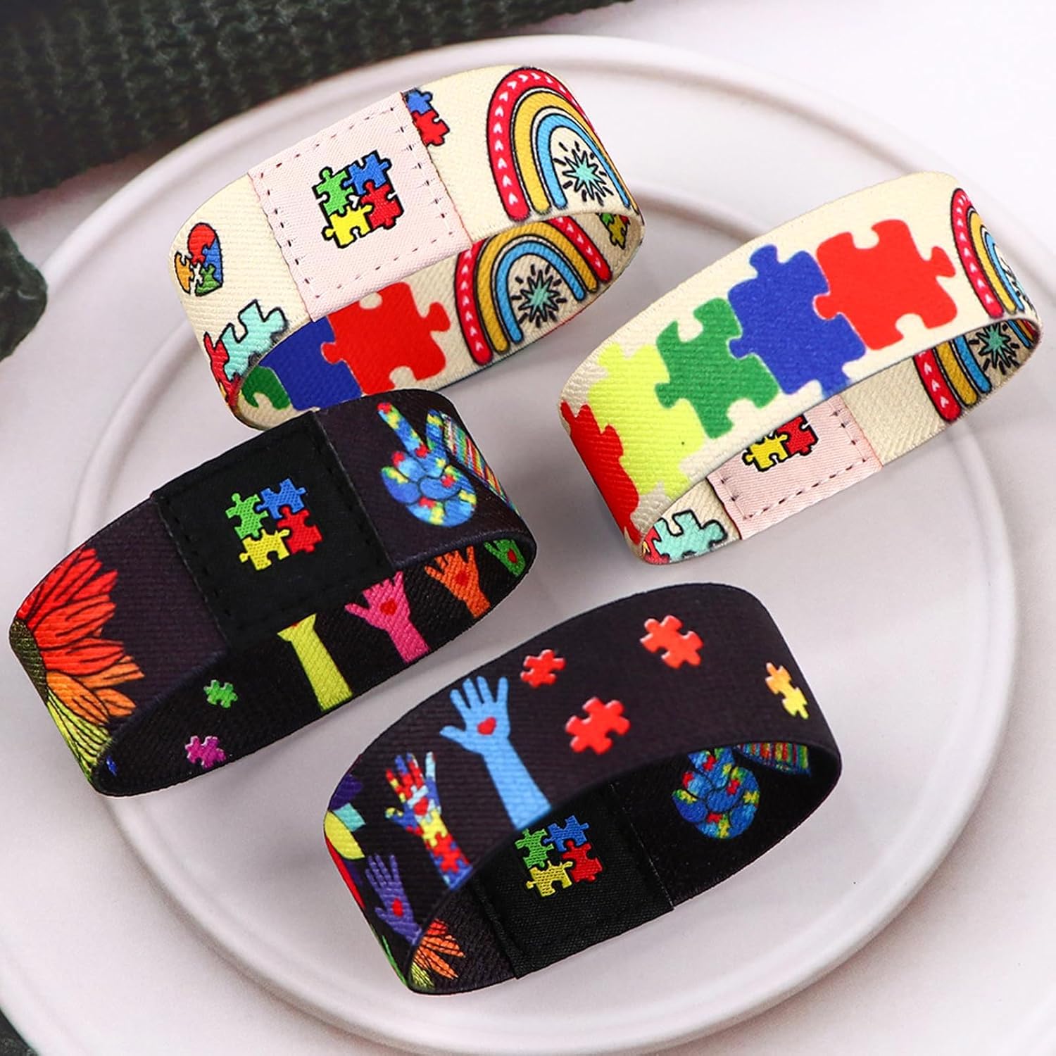 Nanafast Autism Awareness Bracelet - Colorful Elastic Wristband for Men and Women