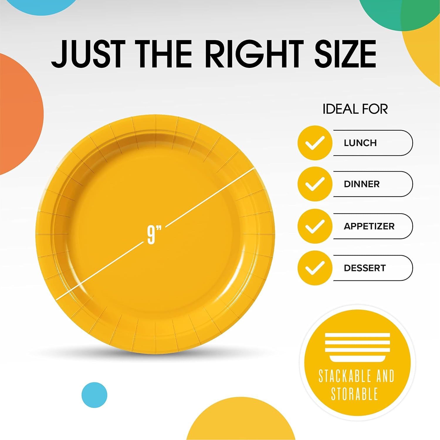 Regine Switzerland Heavy-Duty Yellow Disposable Paper Plates - 9 Inch, 100 Pcs for Parties & Events