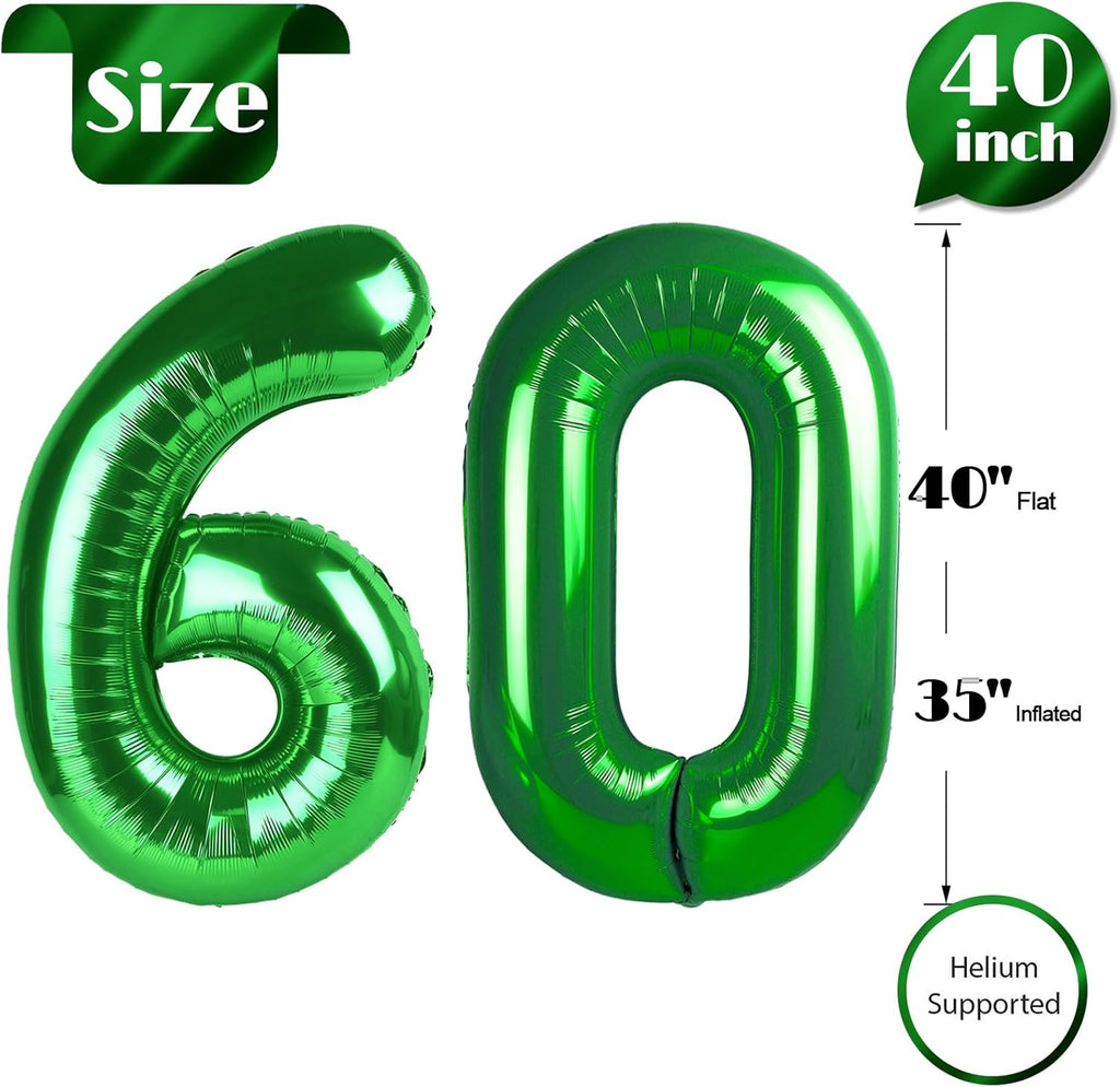 Regine Switzerland Giant 40-Inch Dark Green Number 60 Balloon - Perfect for 60th Birthday Party Decorations