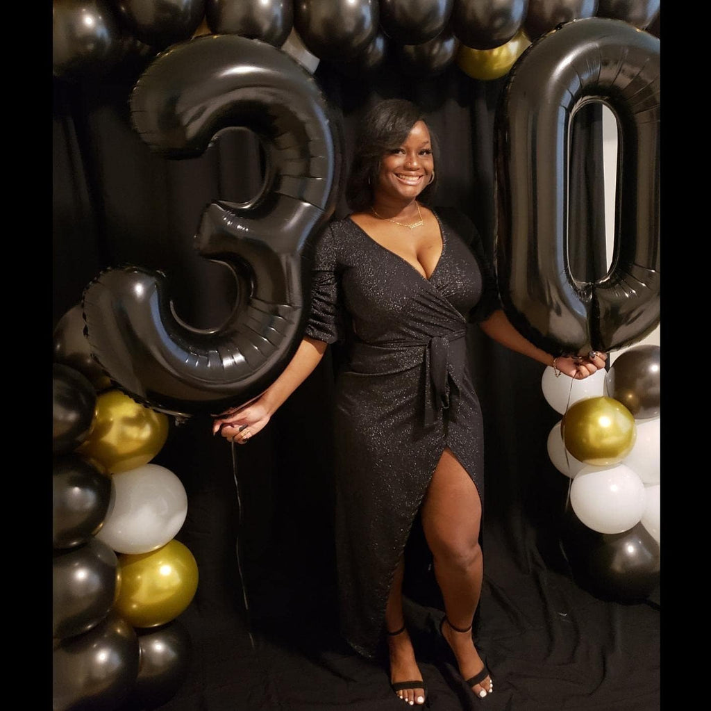 Skiennix 30 Balloon Numbers - 40-Inch Black Number Balloons for 30th Birthday & Celebrations