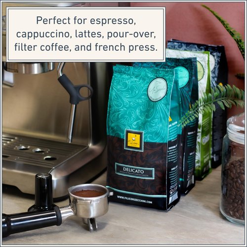 Filicori Zecchini Espresso Beans - Medium Roast Arabica & Robusta Blend | Low Acidity, Rich Flavor - 2.2lb Bag