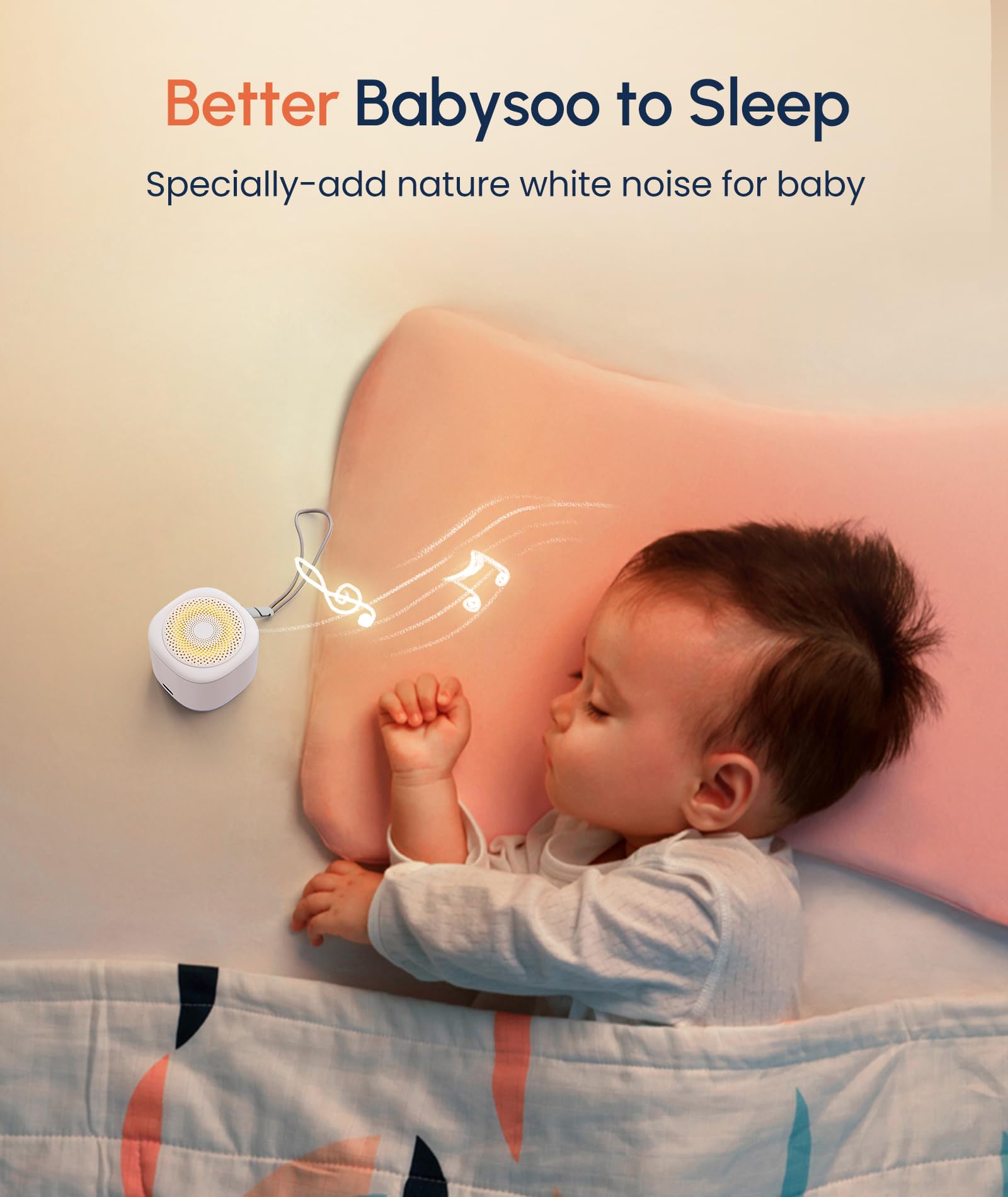 Mini Sleep Sound Machine, Portable White Noise Machine for Baby Sleeping Sounds Machine,10 Sounds Lullaby,7 Gradient Night Light Noise Sleeping Machines, Adjustable 30 Volumes Sleep Timer for Kids